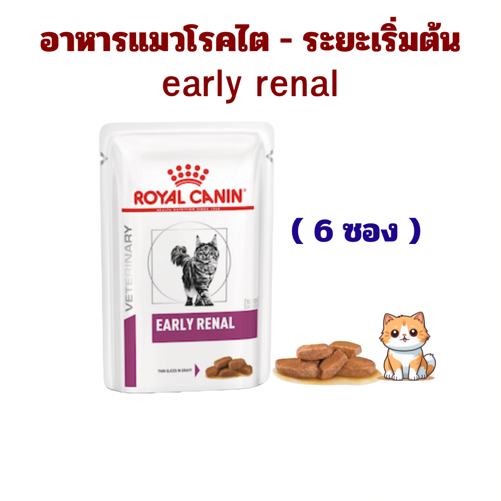 (หมดอายุ : 02/01/2027) royal canin อาหารแมวโรคไตระยะเริ่มต้น early renal 85 กรัม (6 ซอง)