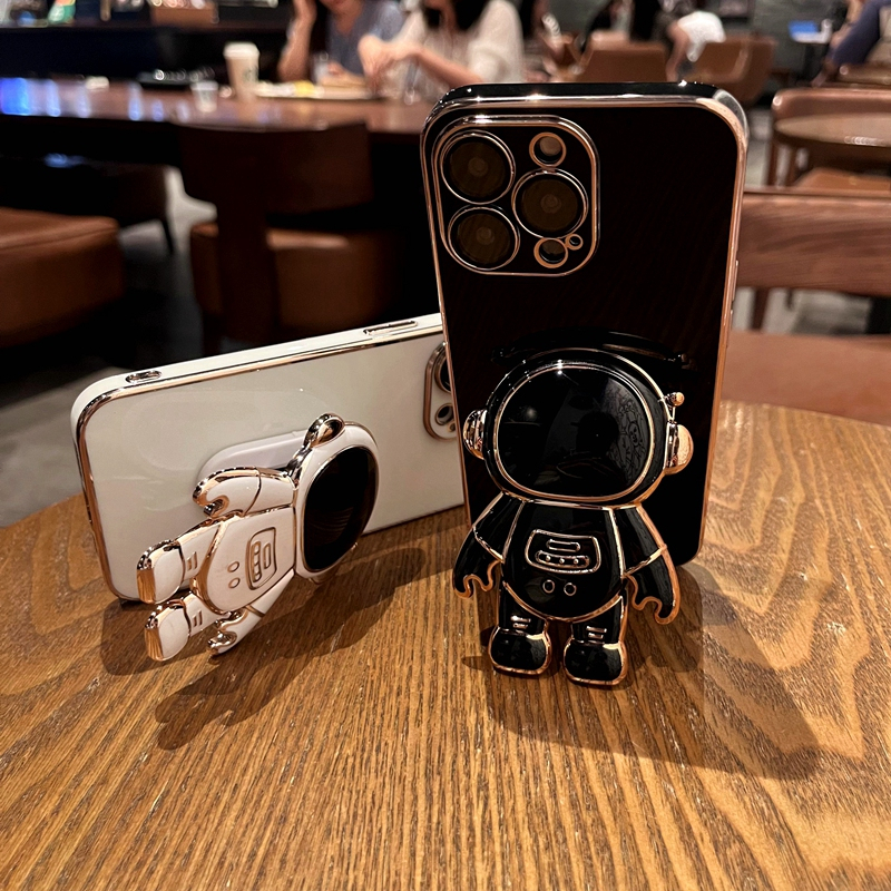 เคส for iPhone11 12 11 14 Pro Max X XS XR 8 7 Plus SE 2020 เคสแถมที่วางมือถือลายนักบินอวกาศ Popsocket Soft Case
