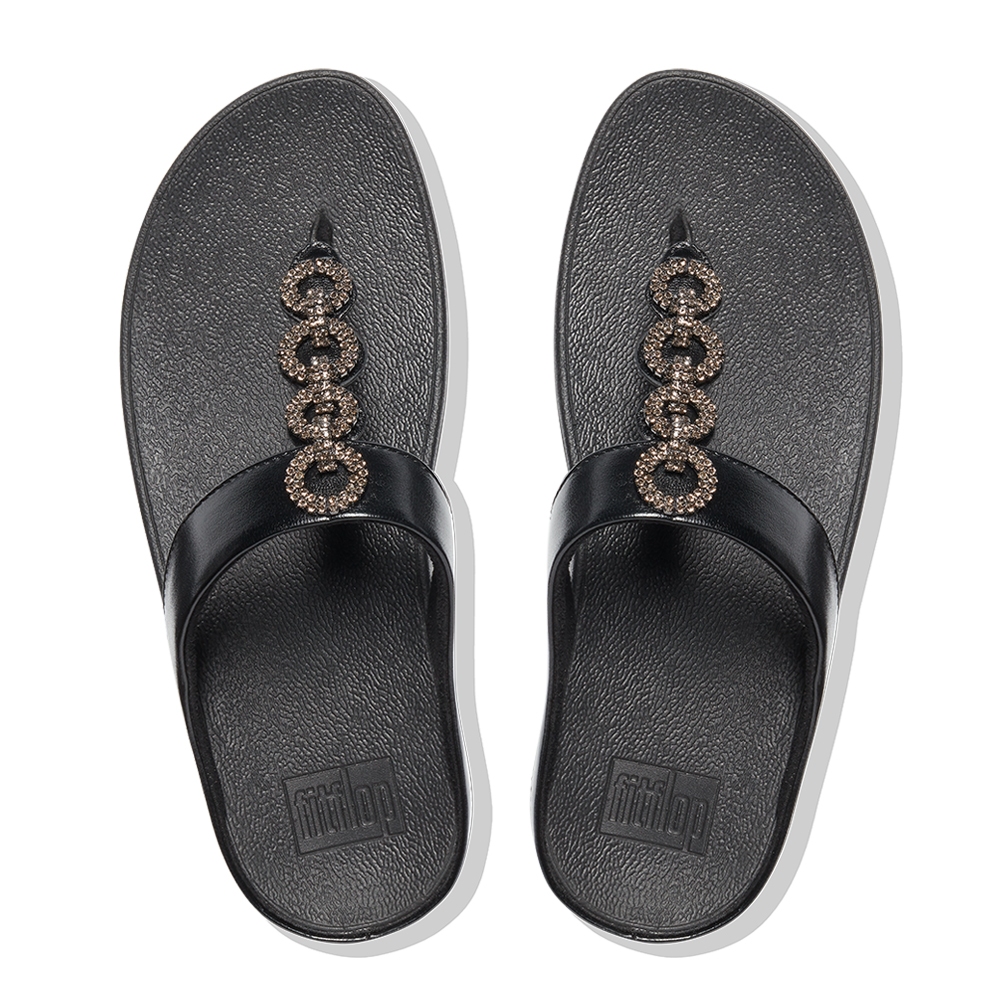 FITFLOPS FINO CRYSTAL LOCK TP DA8-592 รองเท้าแตะเปิดนิ้วเท้า หนังแท้ ลําลอง ฤดูร้อน สําหรับผู้หญิง สองสี ดำ ขาว