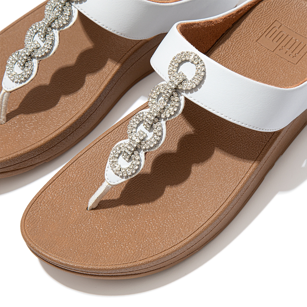 FITFLOPS FINO CRYSTAL LOCK TP DA8-592 รองเท้าแตะเปิดนิ้วเท้า หนังแท้ ลําลอง ฤดูร้อน สําหรับผู้หญิง สองสี ดำ ขาว