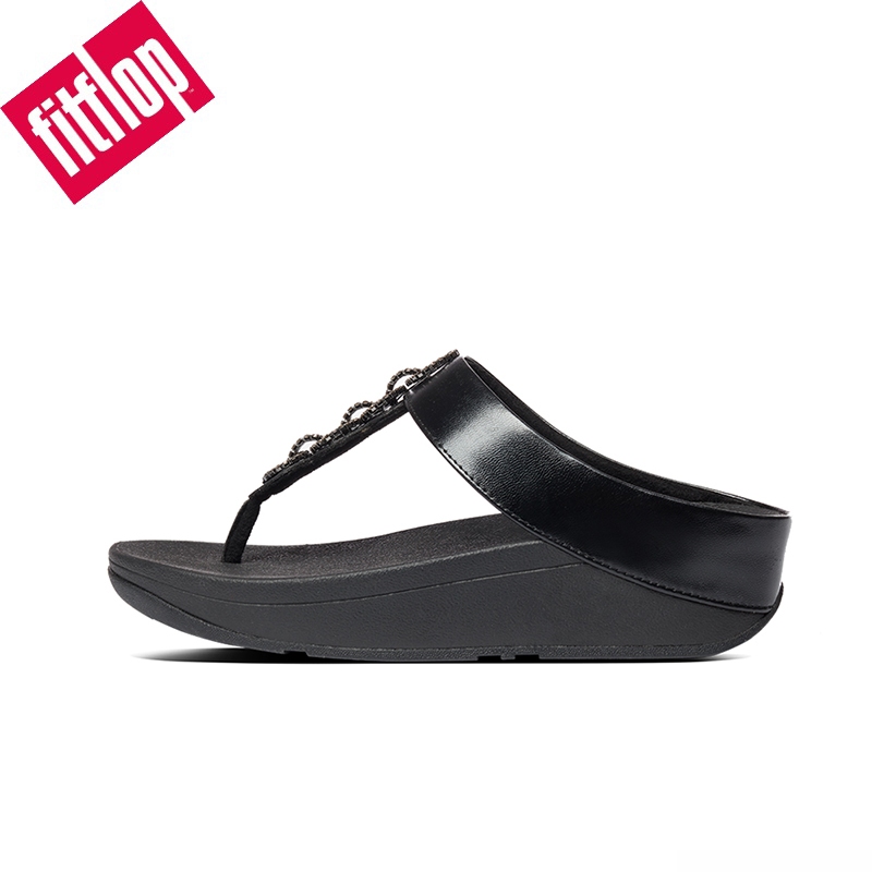 FITFLOPS FINO CRYSTAL LOCK TP DA8-592 รองเท้าแตะเปิดนิ้วเท้า หนังแท้ ลําลอง ฤดูร้อน สําหรับผู้หญิง สองสี ดำ ขาว