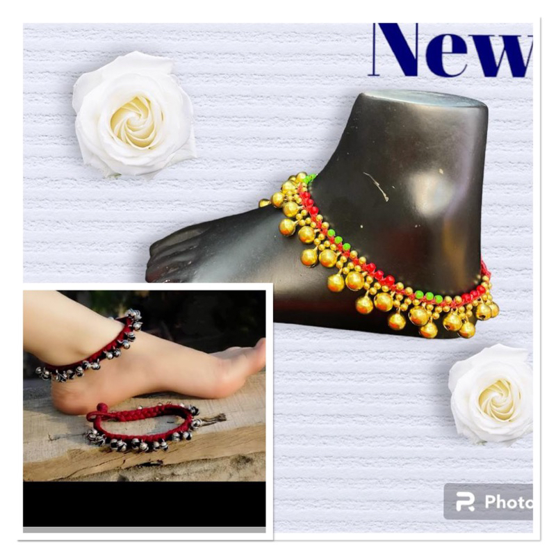 Anklets colored stone braided with wax rope bohemian anklets , anklets wear for wealth ,1 pair