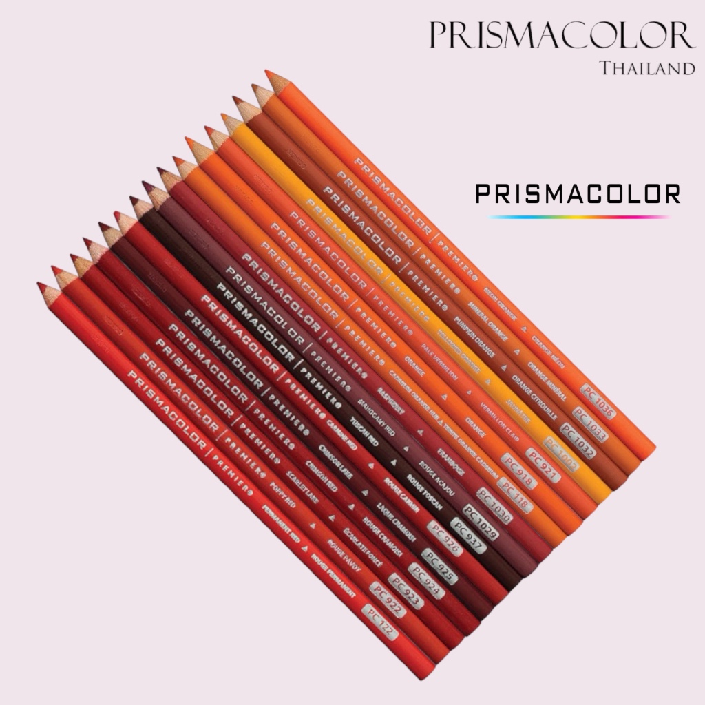 ดินสอสีไม้ กันน้ำ ระบายนุ่มลื่น Prismacolor Premier Soft Core จำหน่ายแบบแยกแท่ง (กลุ่มสีแดง - สีส้ม)
