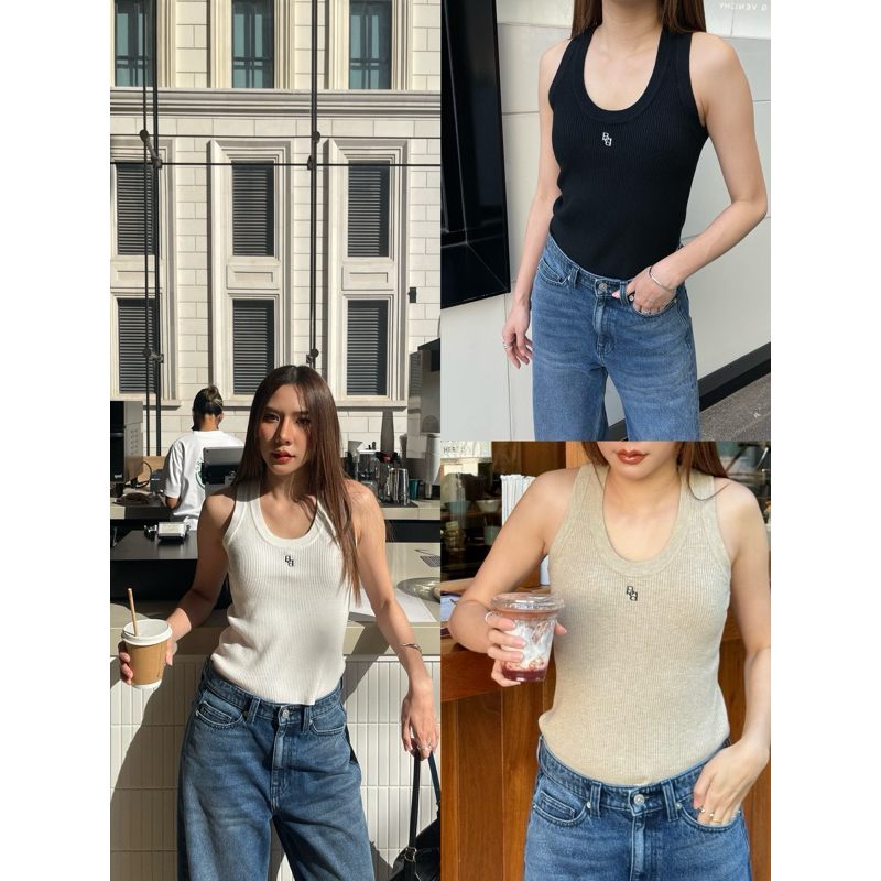 BABIEXBANIE - LUVD BASIC LOGO TANK TOP เสื้อกล้ามไหมพรม ปักโลโก้