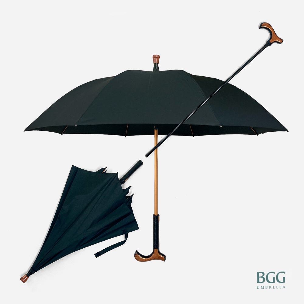 BGG 2 IN 1 Cane + Walking Umbrella 2-อิน-1 ร่มยาว+ไม้เท้า ร่มไม้เท้า อัตโนมัติเปิด กันยูวี 100% ต้านลมแรง (WA1071)