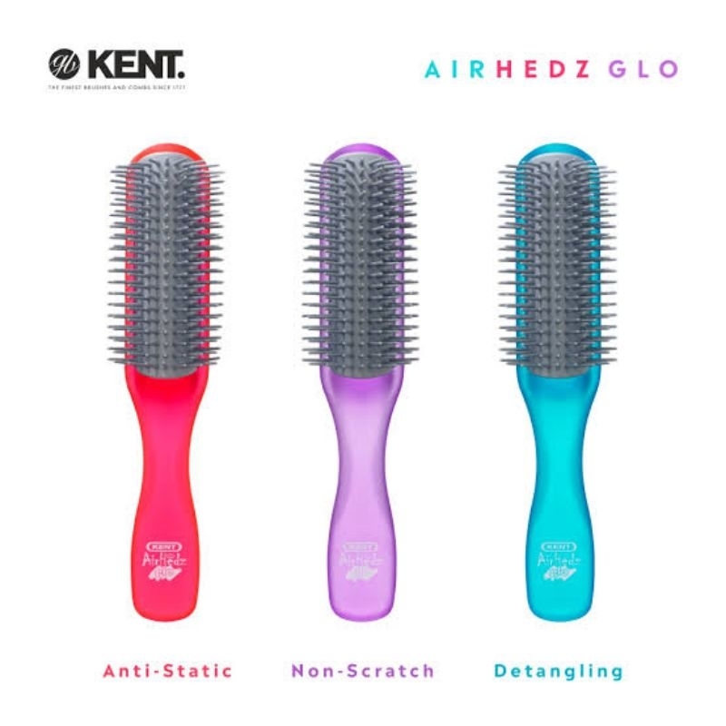 หวีแปรง KENT รุ่น AHGLO01 - AirHedz GLO HALF ROUND DETANGLING BRUSH Hairbrushes  ดีแทงเกิล