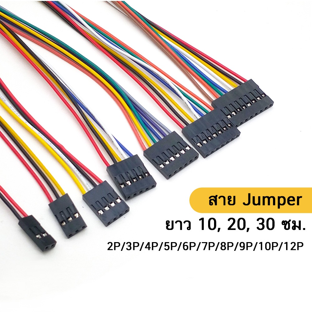 สาย jumper เมีย-เมีย ยาว 30ซม 2-12 pin Female-Female Dupont Wire Jumper Cable 30cm pitch 2.54cm