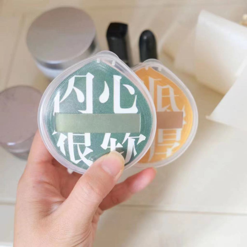 พัฟแต่งหน้า พัฟฟองน้ำ รูปไข่ แบบหนา มีกล่อง หนานุ่มไม่ระคายผิว