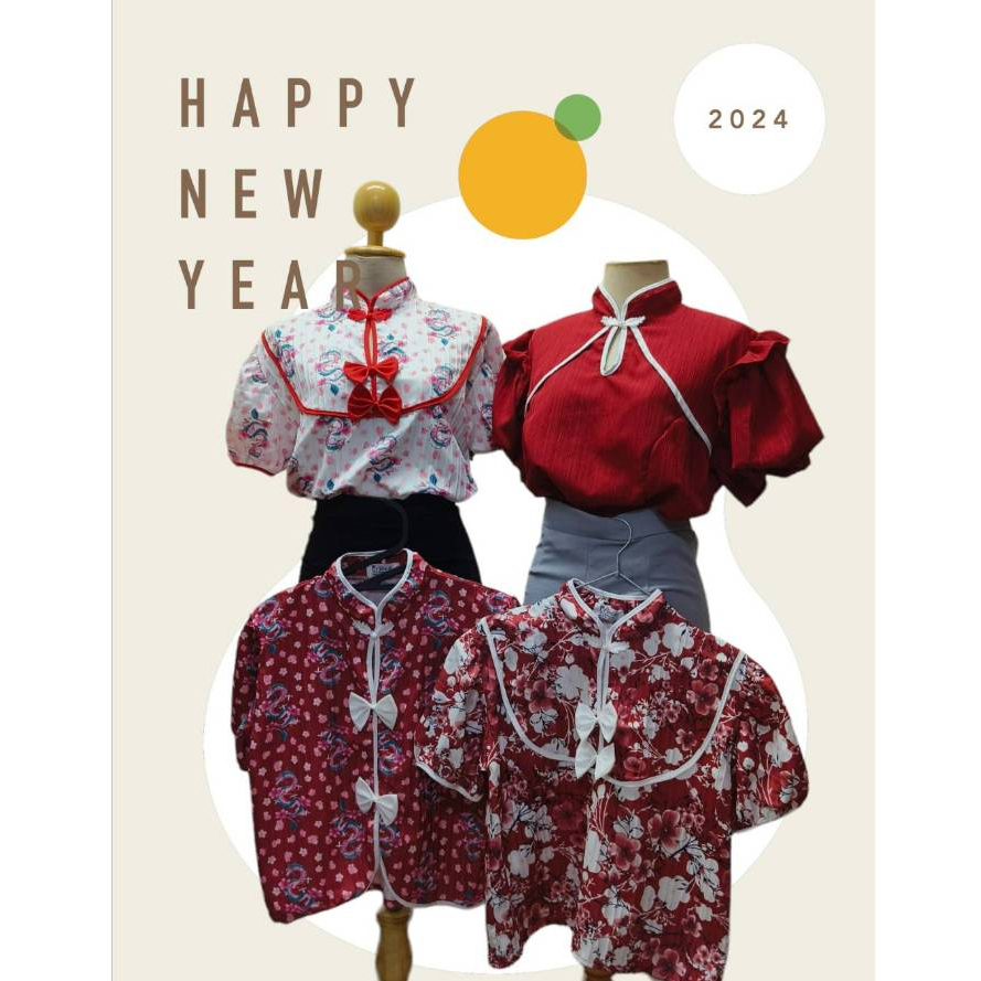 (พร้อมส่ง) เสื้อตรุษจีน เสื้อกี่เผ้า หลายแบบลายลาย รอบอก 40 นิ้ว