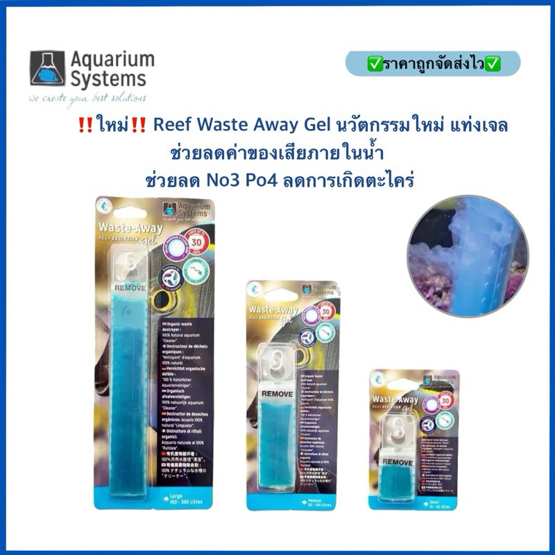 ใหม่!! Reef Waste Away Gel นวัตกรรมใหม่ แท่งเจล ช่วยลดค่าของเสียภายในน้ำ ช่วยลด No3 Po4 ลดการเกิดตะไคร่ ของแท้