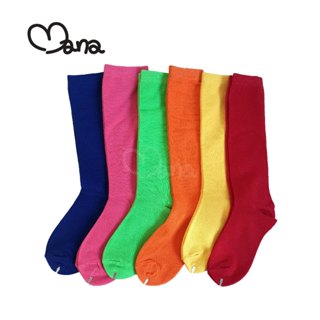 ถุงเท้ายาวสีพื้น เด็ก ถุงเท้าแฟชั่นยาวใต้เข่า