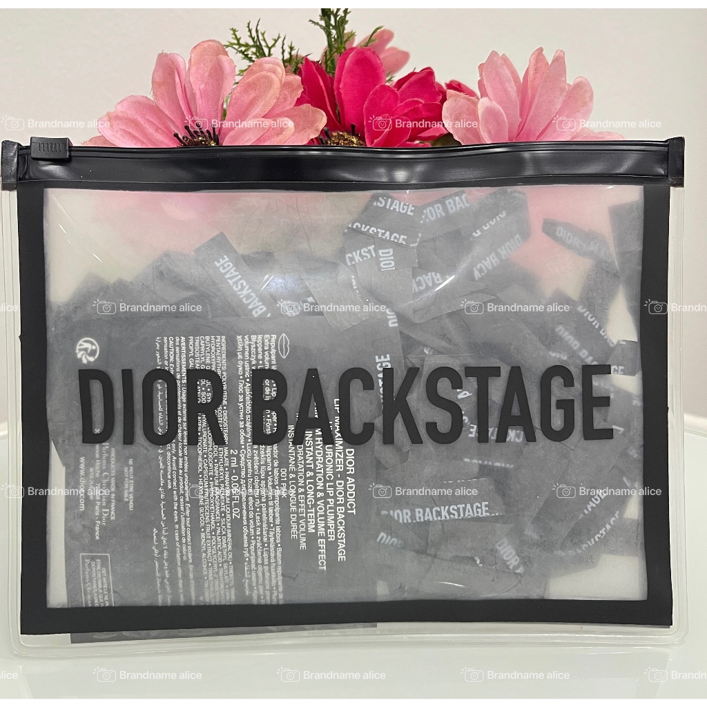 แท้💯 กระเป๋า Dior Backstage พลาสติกใส ซิบรูดสีดำ สกรีนโลโก้ดำค่ะ