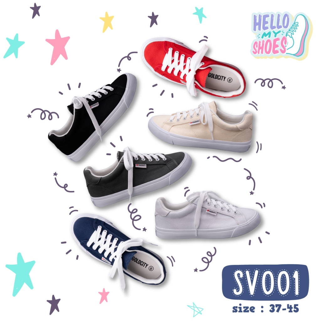 รองเท้าผ้าใบผูกเชือก พื้นยางพารากันลื่น รุ่น SV001 สินค้าตรงปก จัดส่งไว แท้100%