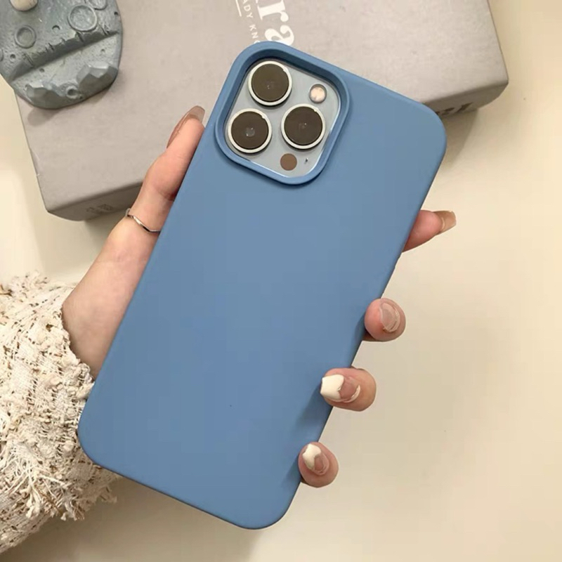 Supercase i7-i15promax เคสซิลิโคน กันเปื้อน บุกำมะหยี่ Silicone Cover Case azure blue - รูปที่ 2