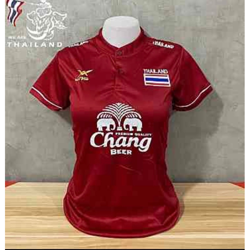 เสื้อบอลเสื้อกีฬาคอจีนขนาดฟรีไซร้อก32ถึง38ทรงเข้ารูปผ้านิ่มเย็นใส่สบายราคาถูก
