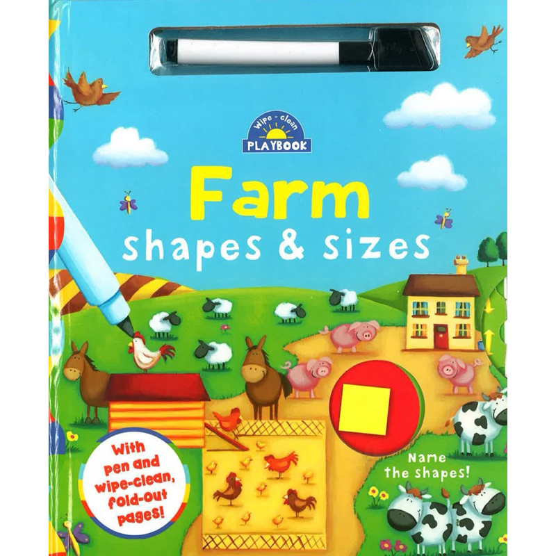 Wipe-Clean Playbook: Farm Shapes &amp; Sizes หนังสือเขียน-ลบได้ เรื่ิองสัตว์ในฟาร์ม
