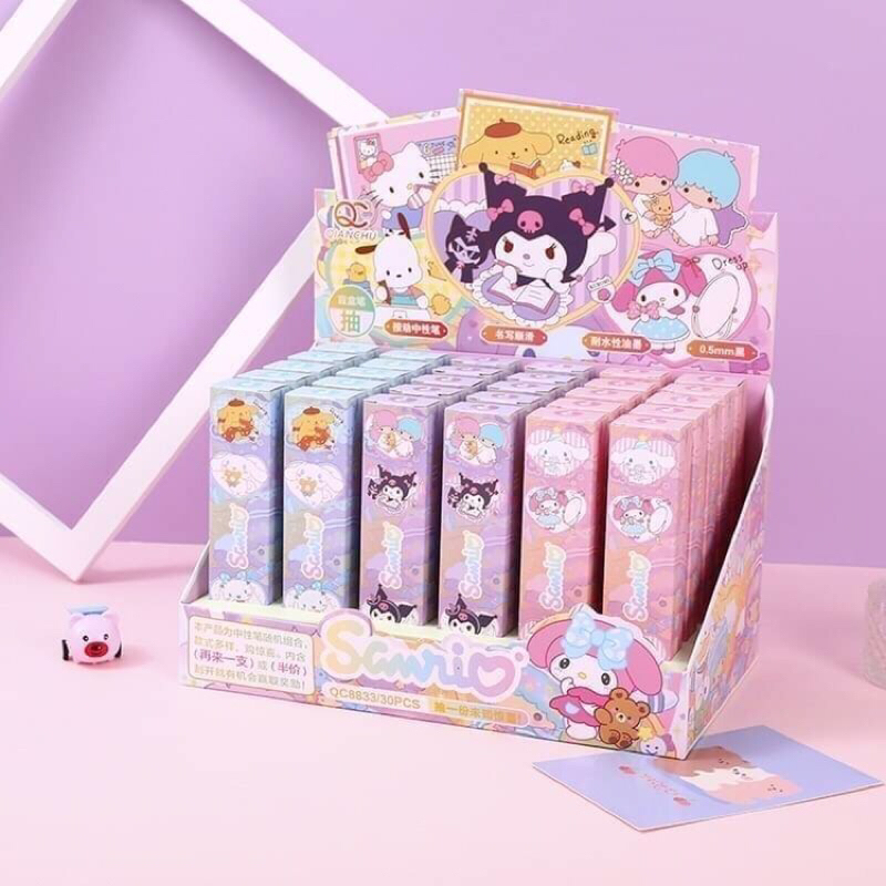 ปากกากล่องสุ่ม Sanrio Characters งานใหม่น่ารักมาก หมึกสีน้ำเงิน บรรจุกล่องละ 30 ด้าม (รหัส QC8833)