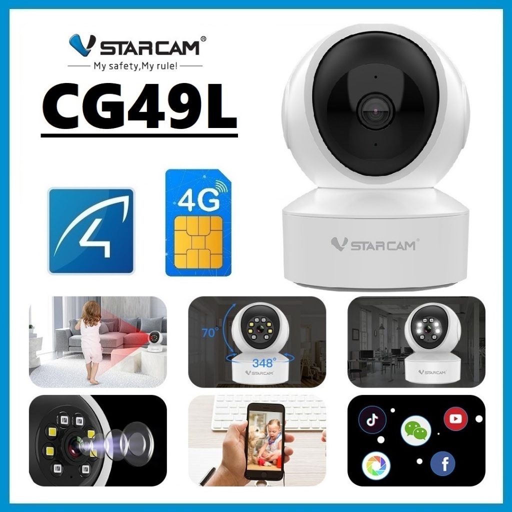 VSTARCAM CG49L 4G SIM / CS49L / CS995Q-SP WiFi 5G SUPER HD 1296P 3MP กล้องวงจรปิดไร้สาย มุมมองกว้าง