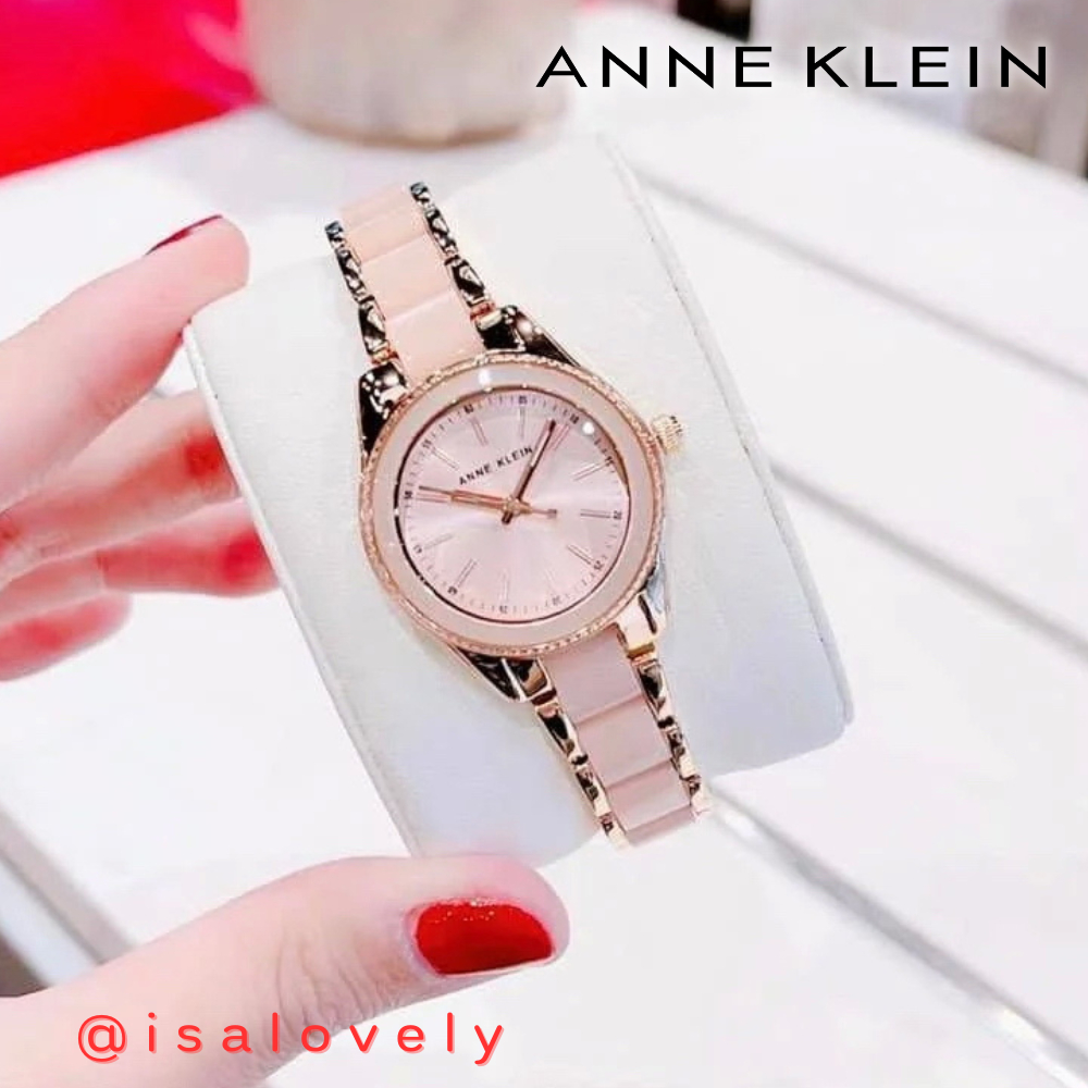 📌Isa Lovely Shop📌  Anne Klein Women's Resin Bracelet Watch AK/3212 สาย สีชมพู / rosegold