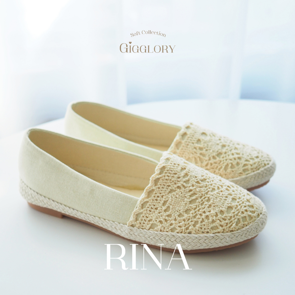 🌷 Gigglory Rina ♡ รองเท้าลูกไม้ ทรงสวม พื้นยางคุณภาพดี