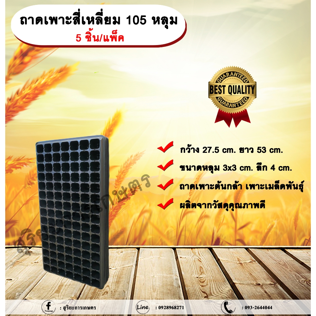 ถาดเพาะสี่เหลี่ยม 105 หลุม (5ชิ้น/แพ็ค) ถาดเพาะต้นกล้า ถาดเพาะเมล็ดพันธุ์ ขนาด 105 หลุม แบบสี่เหลี่ย