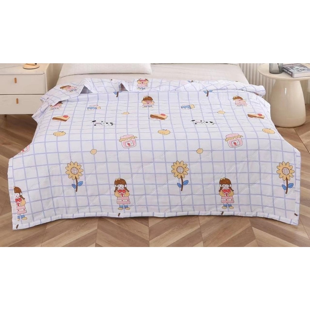 [HOT DEAL] ผ้านวมใยไหม COTTON ผ้าห่มเตียงคู่ ผืนใหญ่ ลายน่ารัก แถมฟรี ถุงใส่ผ้านวม