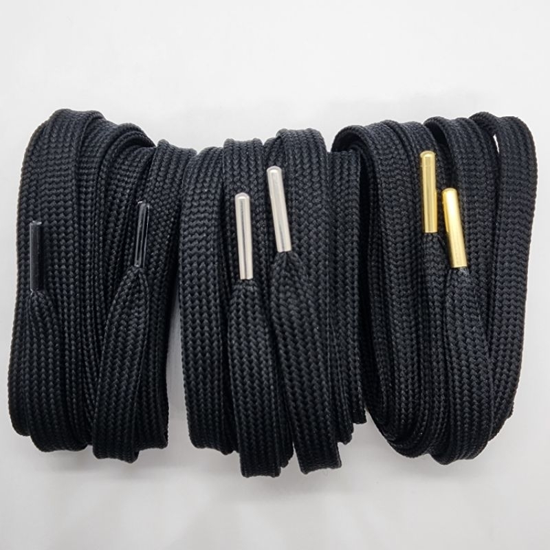 140 CM. เชือกรองเท้าสีดำ แบบแบน กว้าง 10 มิล