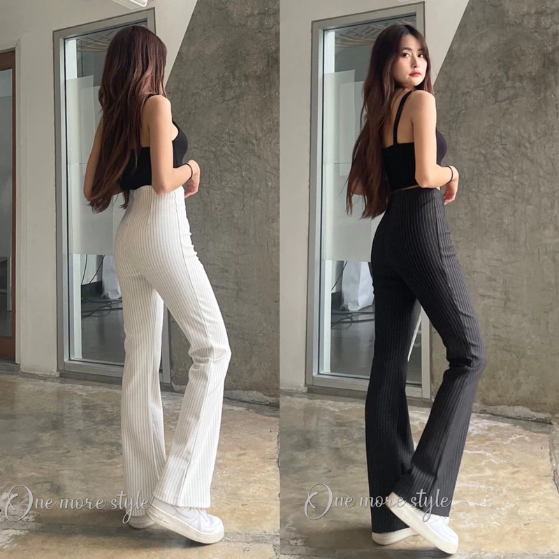 ♥ 𝐍𝐄𝐖♥กางเกงขาม้าลายริ้วซิปหลังพร้อมส่ง🛒🛍️
