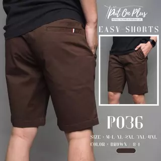 ⚡GW⚡P036 กางเกงขาสั้น ผู้ชาย เอวยืด ผ้ายืด คอตต้อน สีพื้น ยาว 17-21.5 นิ้ว ไซส์ 28-42 Goodwin Brand
