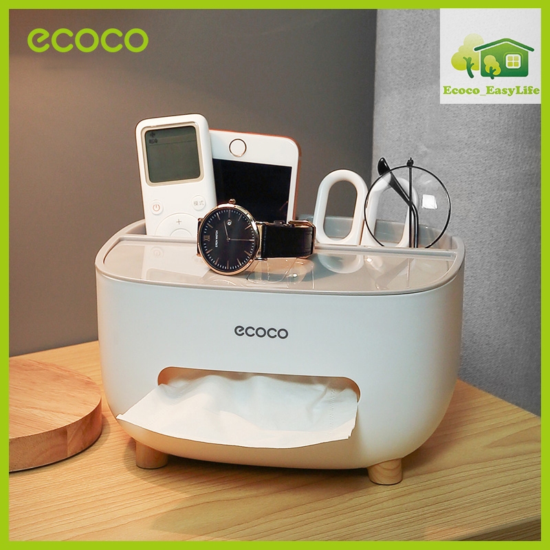 [พร้อมส่ง]ECOCO กล่องทิชชู่ มีที่วางโทรศัพท์ ที่ใส่ทิชชู่ กล่องกระดาษทิชชู่ มี 3 สี