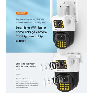 กล้องวงจรปิด Wi-Fi มี2กล้อง 2เลนส์ Vstarcam CS663DR มุมกว้างหมุนได้360องศา Aiไมค์ลำโพงใน ได้ภาพสีกลางคืน
