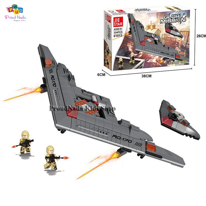 ProudNada Toys ตัวต่อ ทหาร ยานพาหนะทางอากาศไร้คนขับ RQ-170 JIE STAR GLORY MISSION SENTRY UAV 334 PCS