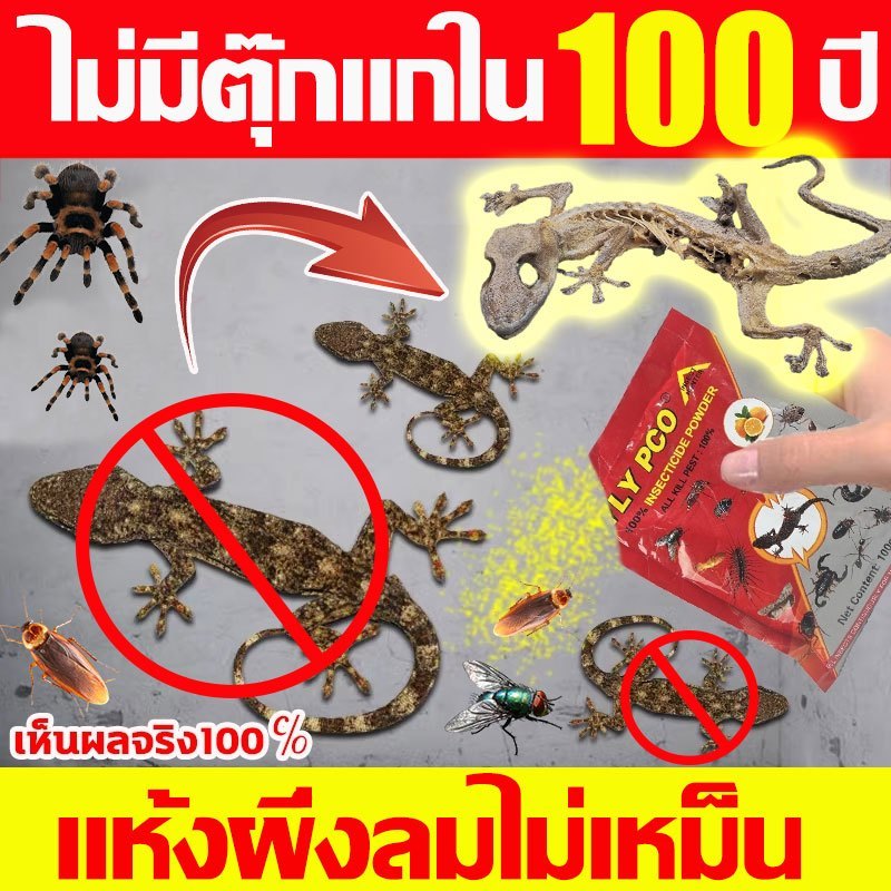 50 ปีไม่มีจิ้งจกและแมลง ยากำจัดตุ๊กแก ยาฆ่าจิ้งจก ยากำจัดจิ้งจก กำจัดจิ้งจก 100g ​สูตรเข้มข้นกินดี ตายเร็ว gecko killer