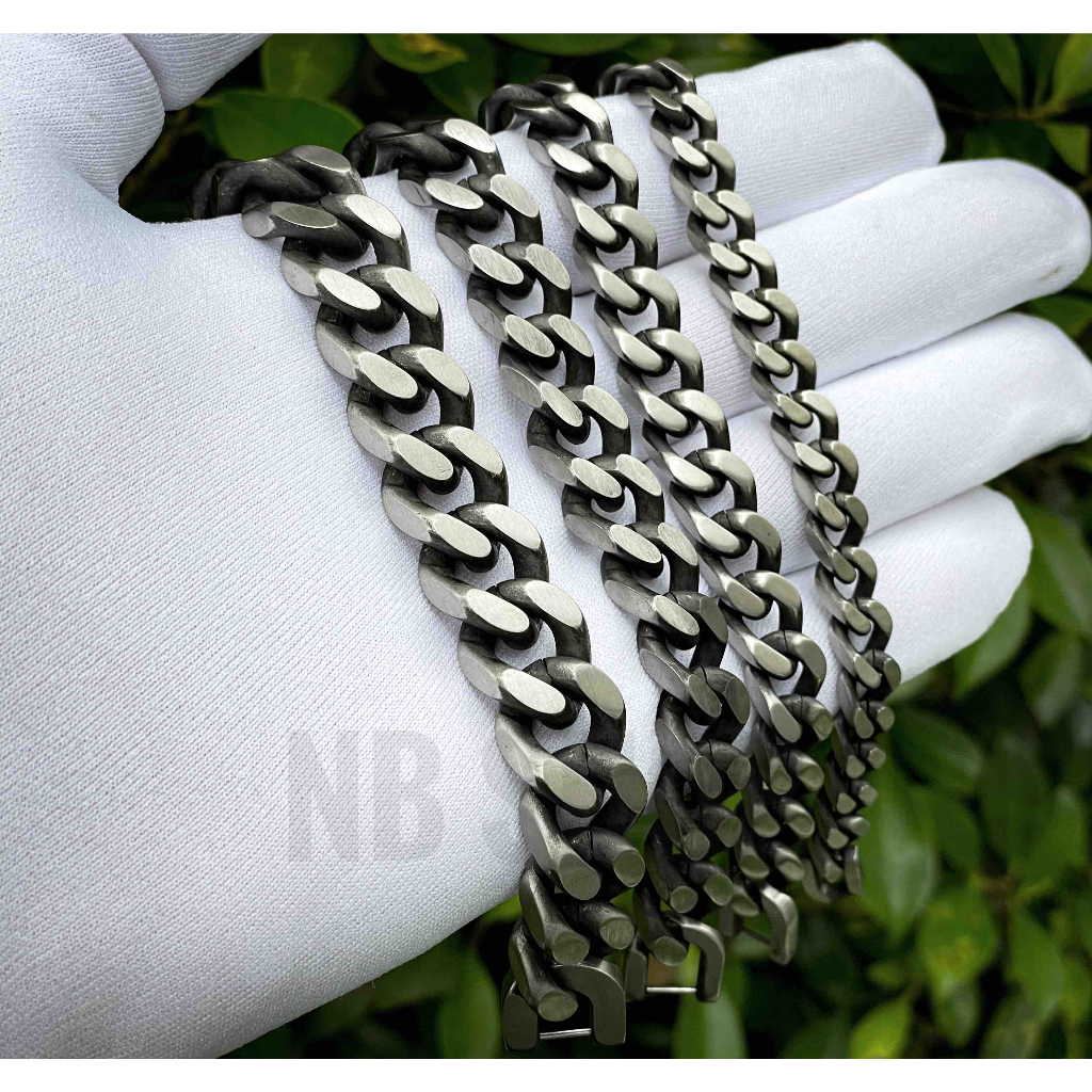 R-402 สร้อยข้อมือสแตนเลสแท้ ข้อมือเลสรมดำ/ปัดดำ ขนาด10mm12mm14mm เกรดพรีเมี่ยม เลสบริสุทธิ์ทนทานไม่ลอก