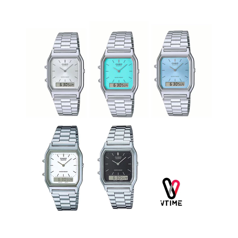 CASIO นาฬิกาข้อมือ Vintage รุ่น AQ-230A-1D | AQ-230A-2A1 | AQ-230A-2A2 | AQ-230A-7A | AQ-230GG-9A