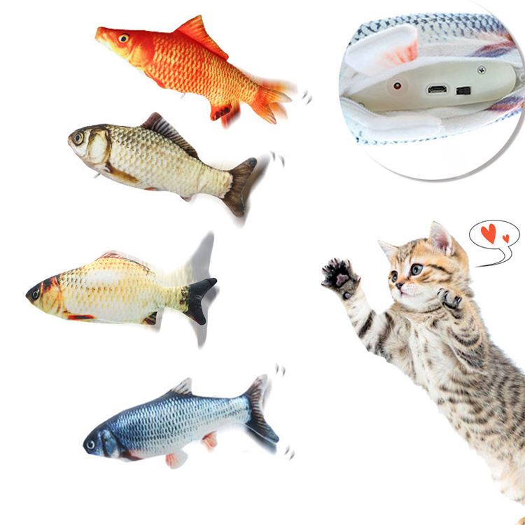 🐋พร้อมส่ง ตุ๊กตาปลาแคทนิป ปลาดุ๊กดิ๊ก ของเล่นแมว ไฟฟ้า แคทนิป Cat Fish Toy ขนาด 20 ซม🐋