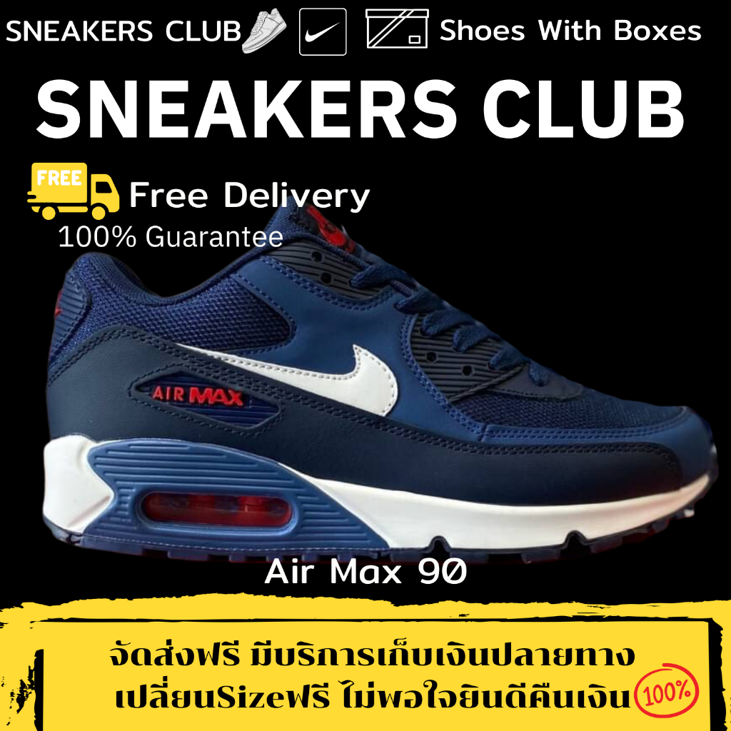 รองเท้า Air Max 90 Blue White Size36-45 Sneakers รองเท้าแฟชั่นยอดนิยม