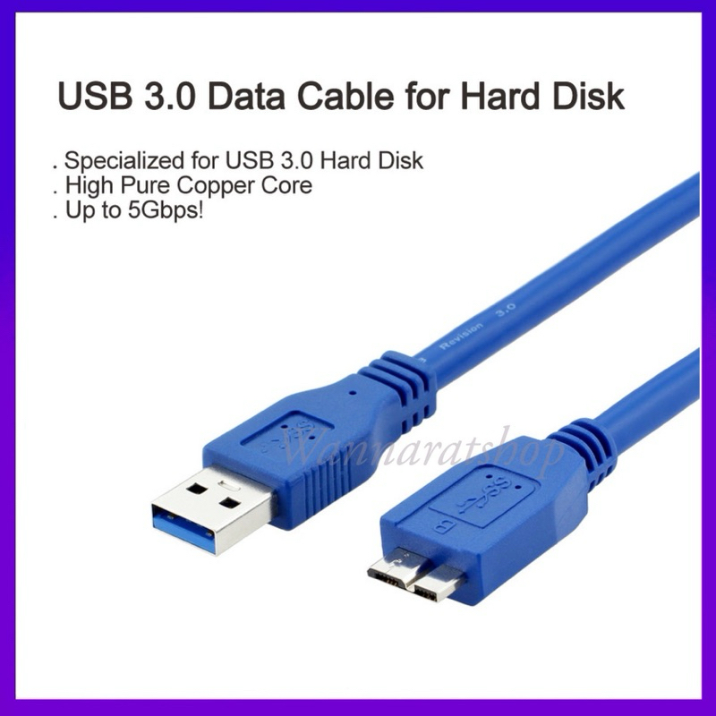 สายUSB 3.0 TO Micro B สำหรับExternal Hard Drive HDD 30CM/50CM/1.8M/3M