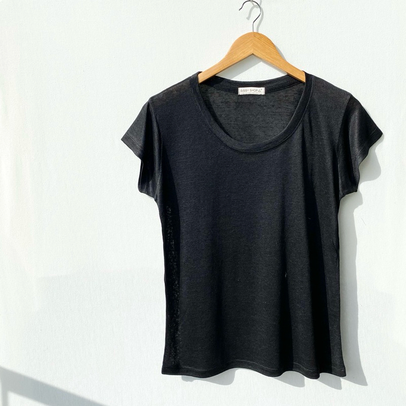 S9 เสื้อยืด คอยู ผ้าสลาฟ สาวอวบ รอบอก 36-40“