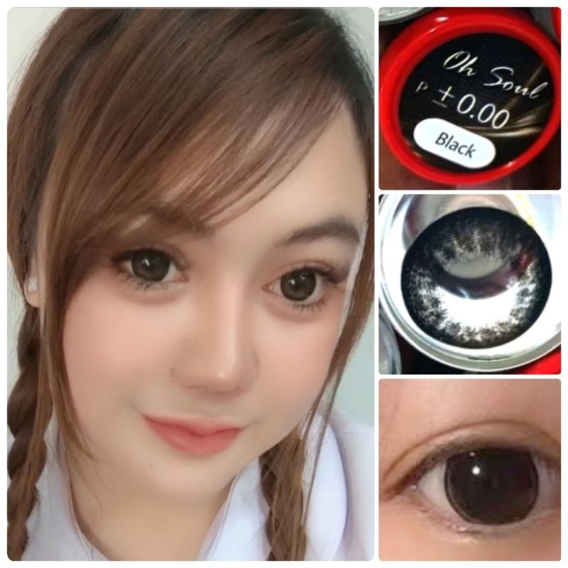 คอนแทคเลนส์ ขนาด L มี อย.ไทย รุ่น Oh soul สีดำ Black มีค่าสายตา (0.00)-(-10.00)