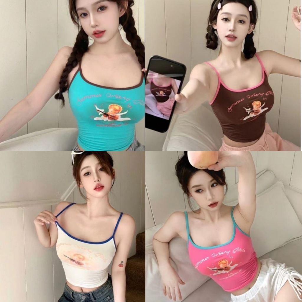 [ส่งจากไทย] 𝙎𝙩𝙪𝙙𝙞𝙤𝘽𝙧𝙖 #bra-240 เสื้อ สายเดี่ยว ครอปท็อป ฟองน้ำในตัว สไตล์ Y2K