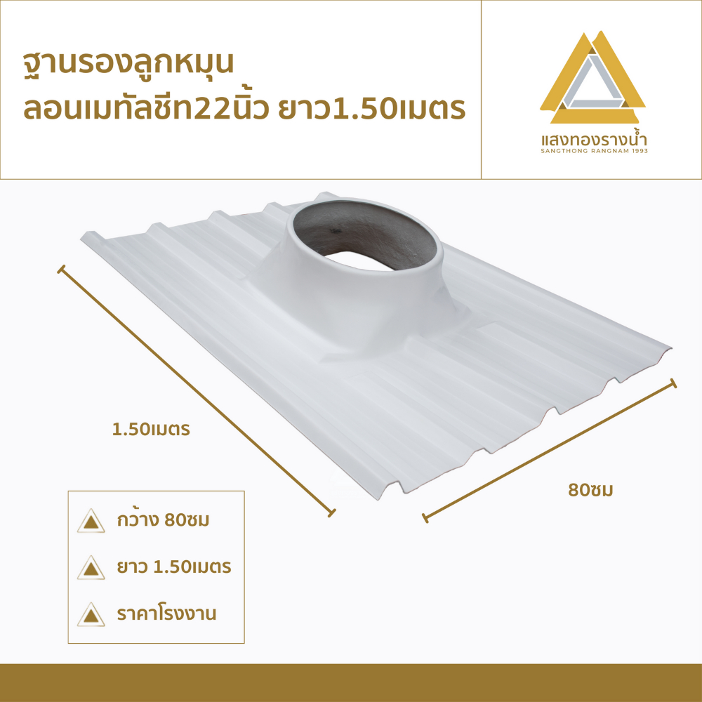 ฐานรองลูกหมุนลอนเมทัลชีทขนาด 22" ความยาว 1.20ม.,1.50ม. ราคาโรงงาน