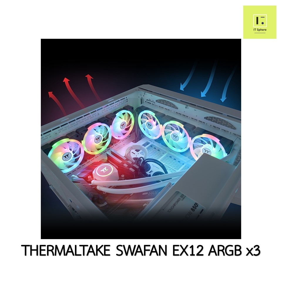 THERMALTAKE SWAFAN EX 12 ARGB SYNC BLACK FAN x3 FAN BLADESx6 :  CL-F167-PL12SW-Aพัดลม Fan fancase พัดลมเคส ex12