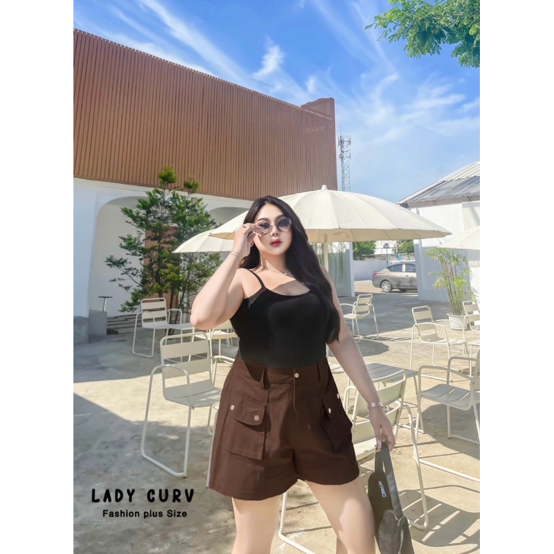 (LC) กางเกงขาสั้น กระเป๋าหน้าทรงกล่อง ดีเทลเก๋ ใส่ไปแคมป์ปิ้งเหมาะมาก เสื้อผ้าสาวอวบอ้วน พลัสไซส์ ไซส์ใหญ่ - รูปที่ 3