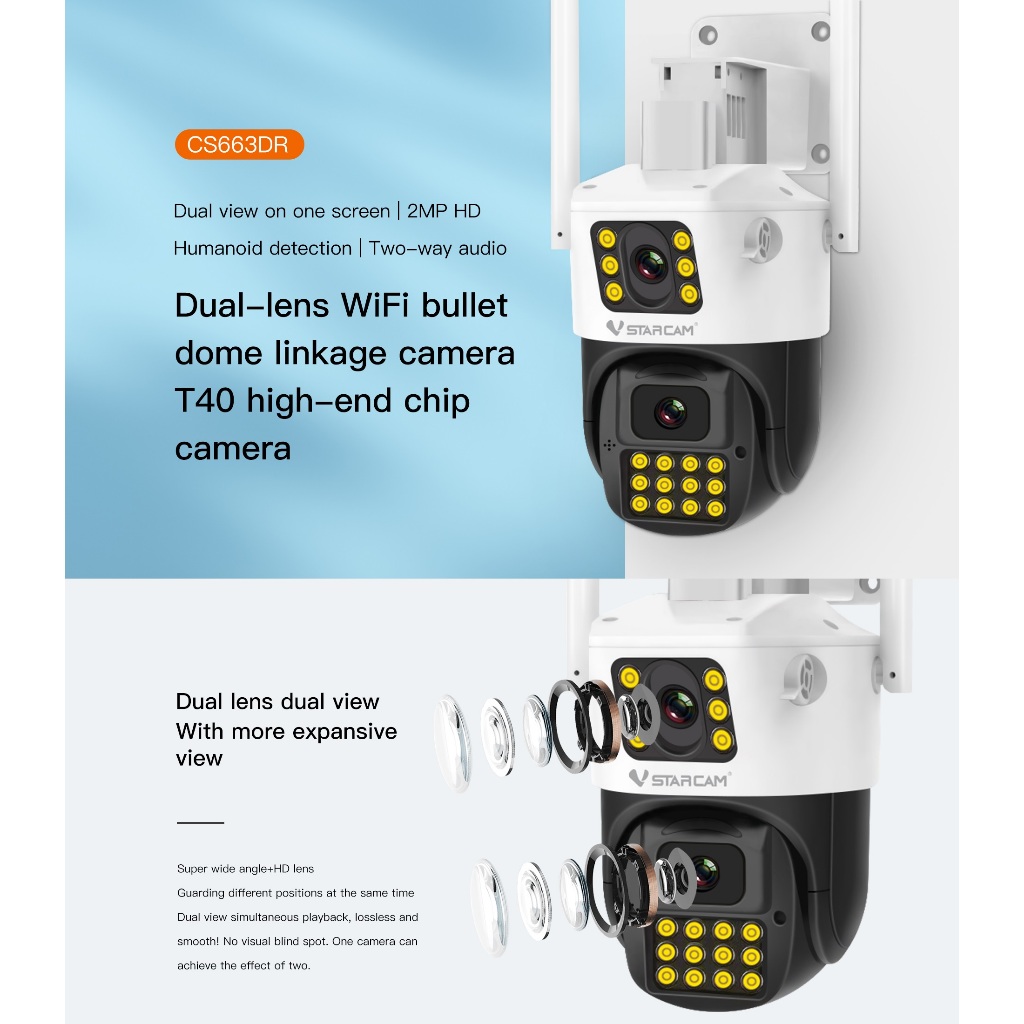 VSTARCAM CG663DR 4G / CS663DR WiFi SUPER HD 1296P 3MP x 2 เลนส์กล้อง กล้องวงจรปิดใส่ซิม Ai Camera - รูปที่ 4