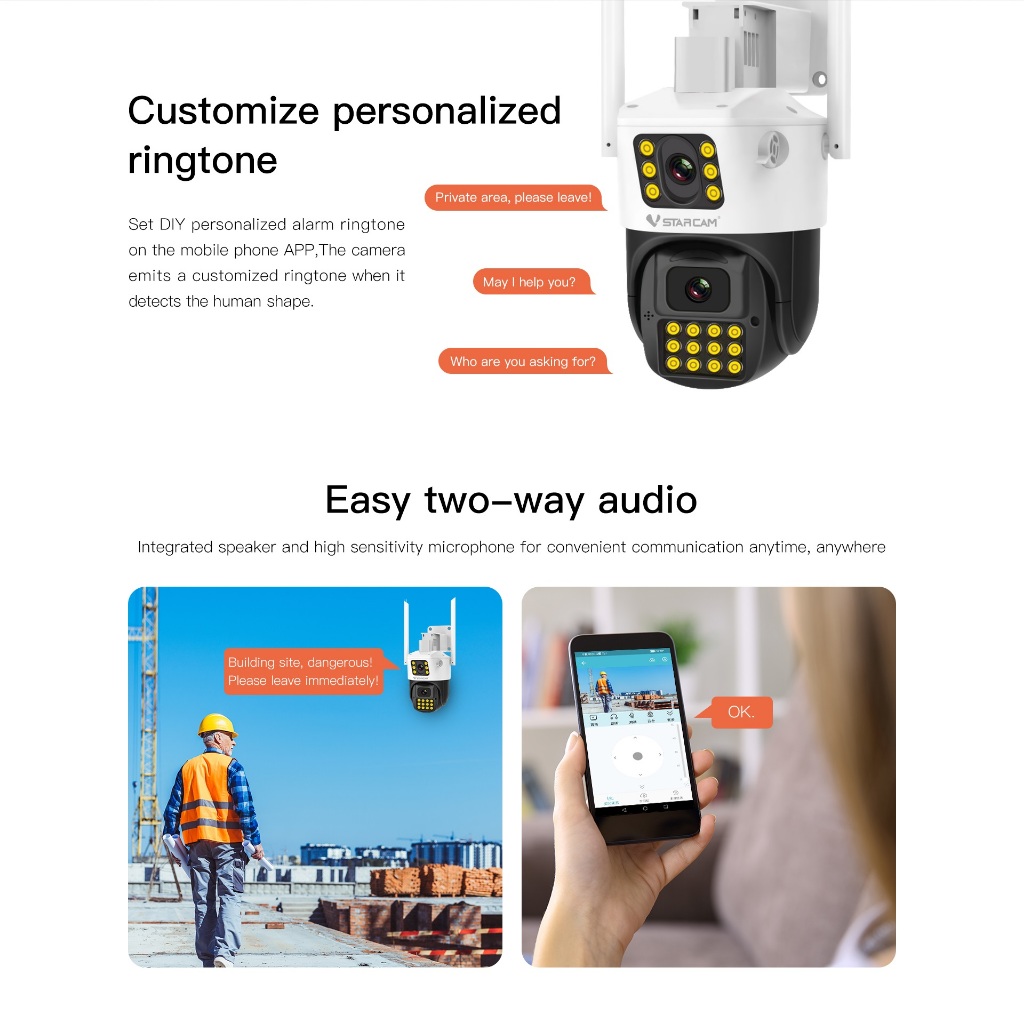 VSTARCAM CG663DR 4G / CS663DR WiFi SUPER HD 1296P 3MP x 2 เลนส์กล้อง กล้องวงจรปิดใส่ซิม Ai Camera - รูปที่ 6