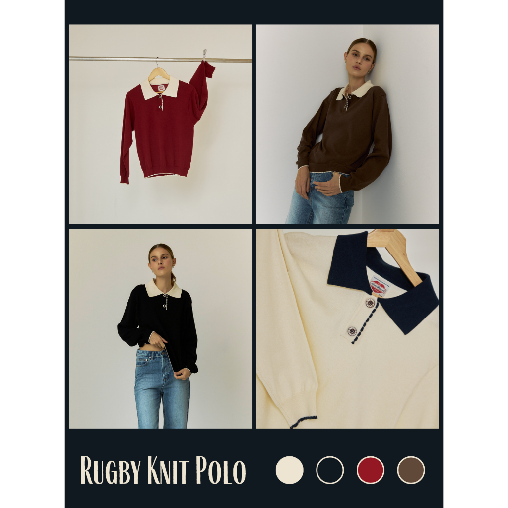 ALTER&BEYOND RUGBY Knit Polo เสื้อโปโลแขนยาวผ้านิต