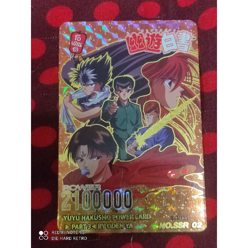 Odenya YuYu Hakusho Card SSR002 No.034/100✨ Limited only 100 Cards made.  Extreamly Rare‼️ excellent