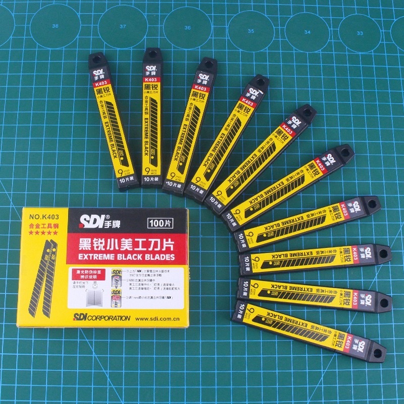 กล่องละ100ใบ  sdi  ใบมีดเอนกประสงค์9มม ใบมีดSDI9mm ใบมีดเอียง30องศาเอียง60องศา
