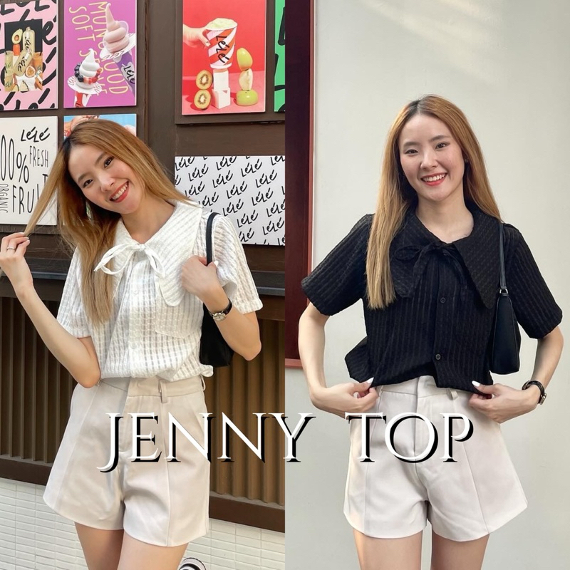 Jenny Top  เสื้อเชิ้ตแขนสั้น ผูกโบว์